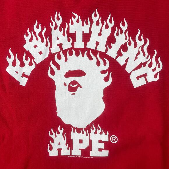 BAPE 2009 Flames College Logo Crewneck Size M - Picture 3 of 8